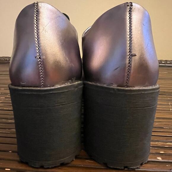 Y2K Fabiola Pezzi Womens Silver Metallic Oxford Lace Up Shoes Chunky Heel Size 9 - Picture 3 of 10